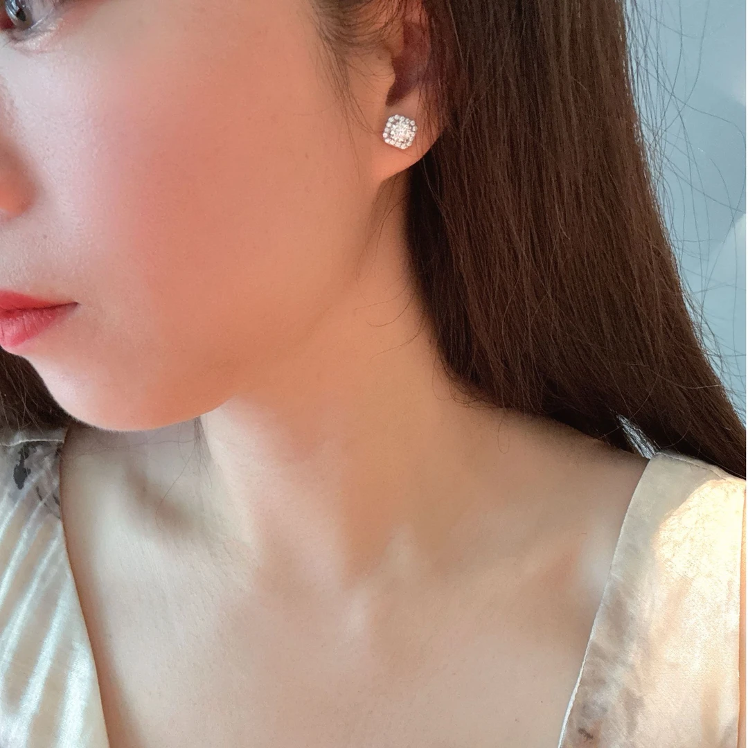 925银莫桑石耳饰 新款方糖耳钉爆款轻奢小众设计耳钉高级感耳饰