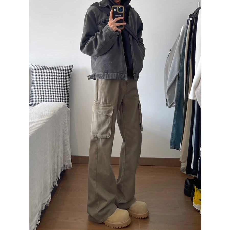 春秋季爆款美拉德色系休闲工装裤男女百搭宽松潮流直筒修身工装裤