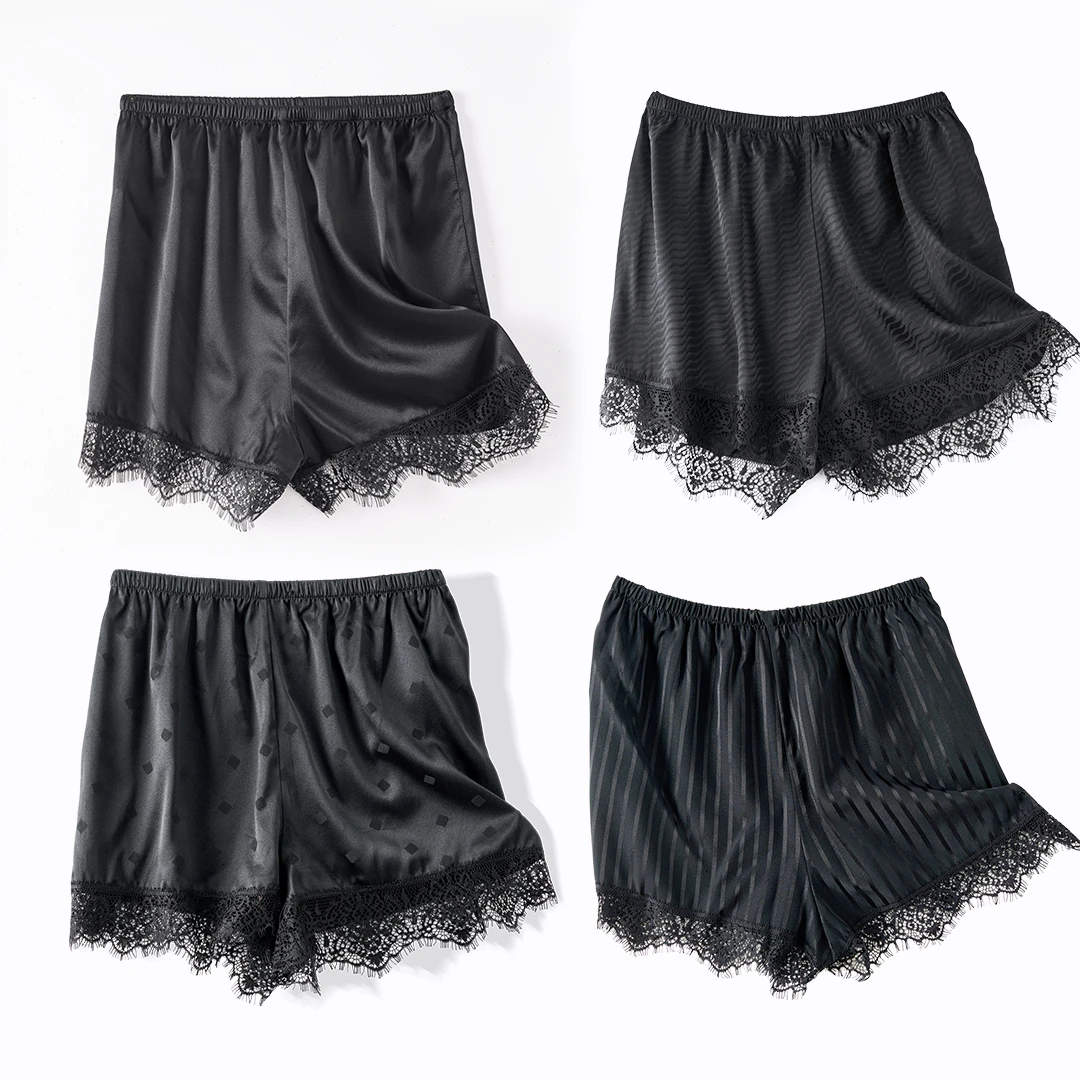 琸娅92%桑蚕丝蕾丝边防走光薄款宽松高端女装打底裤透气排汗夏季