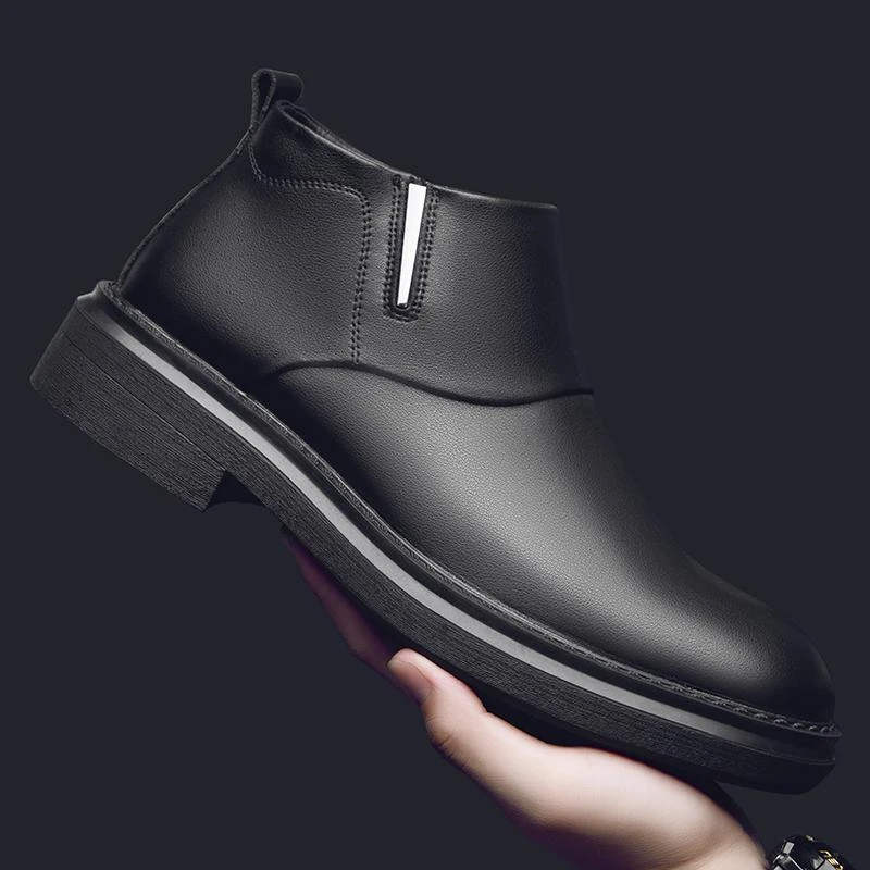 切尔西靴男真皮秋冬季新款高帮皮靴拉链短靴商务潮流休闲时尚男靴