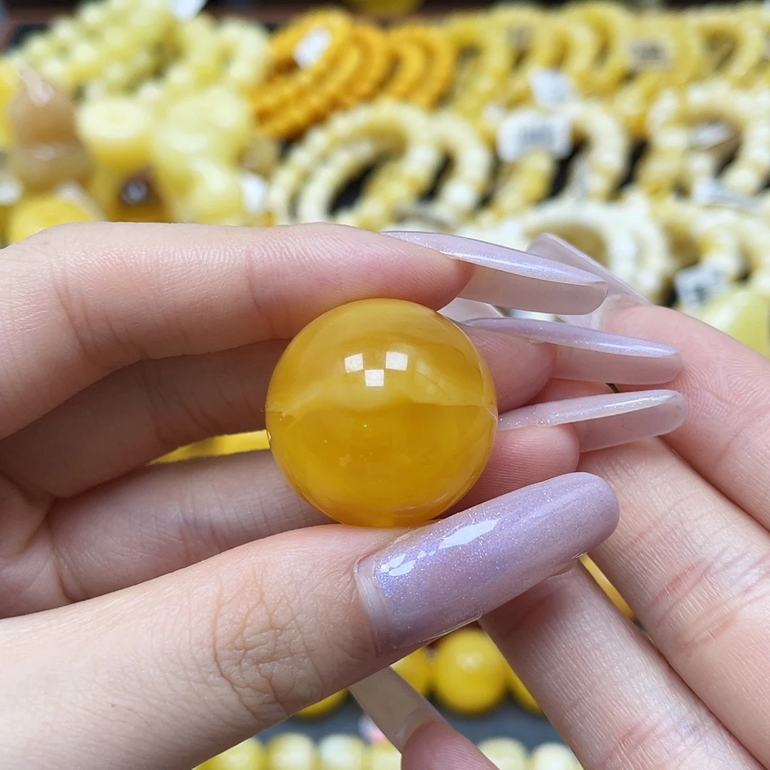 琥珀未镶嵌裸石圆珠23.9mm