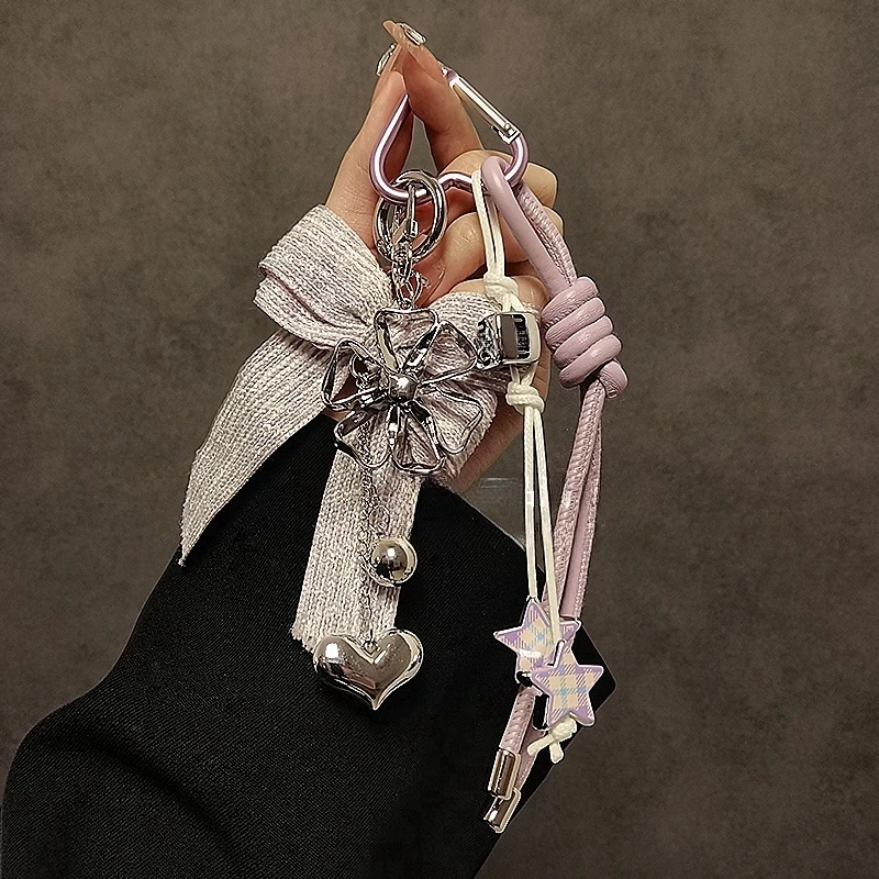 挂链小香风蝴蝶结网红手机挂绳防丢手机链爱心手提链挂件包包挂饰