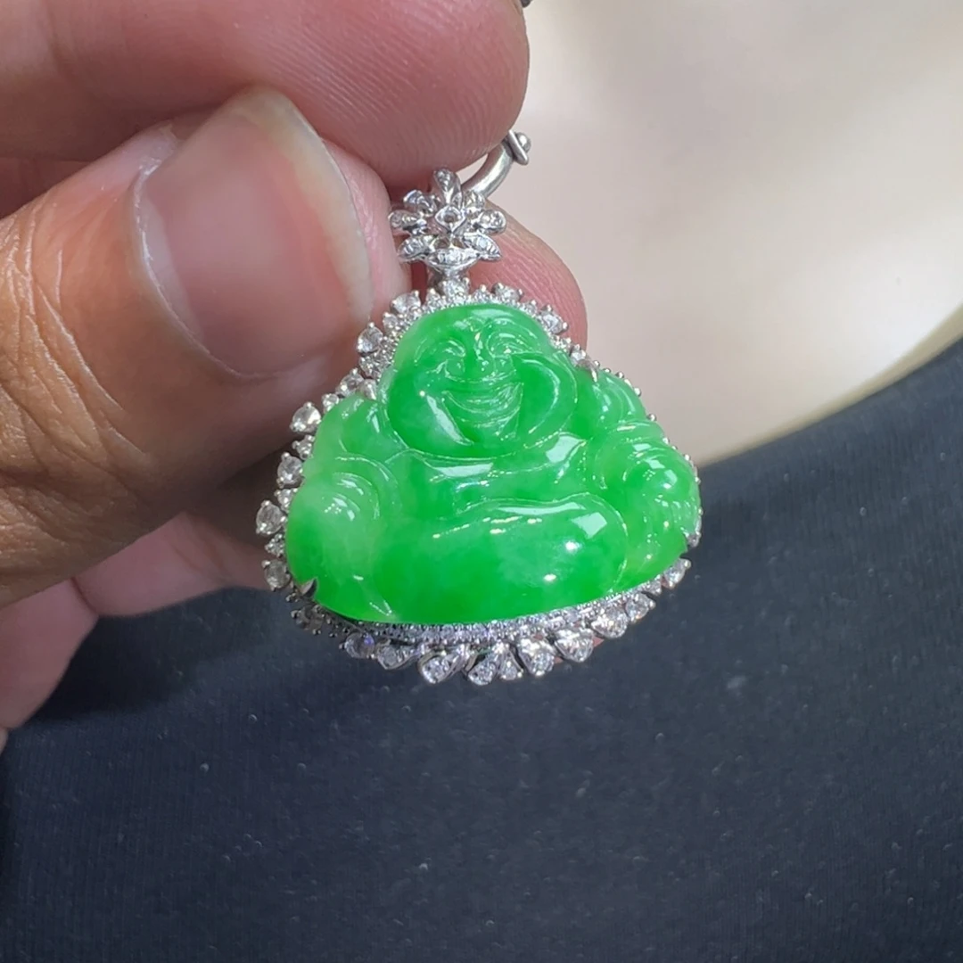 翡翠18K金镶嵌吊坠(不含链)