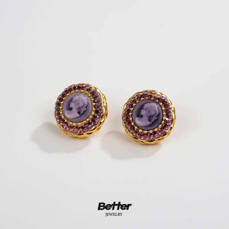 铜合金合成锆石耳饰 TA303 Bohemian 柏林少女 TA