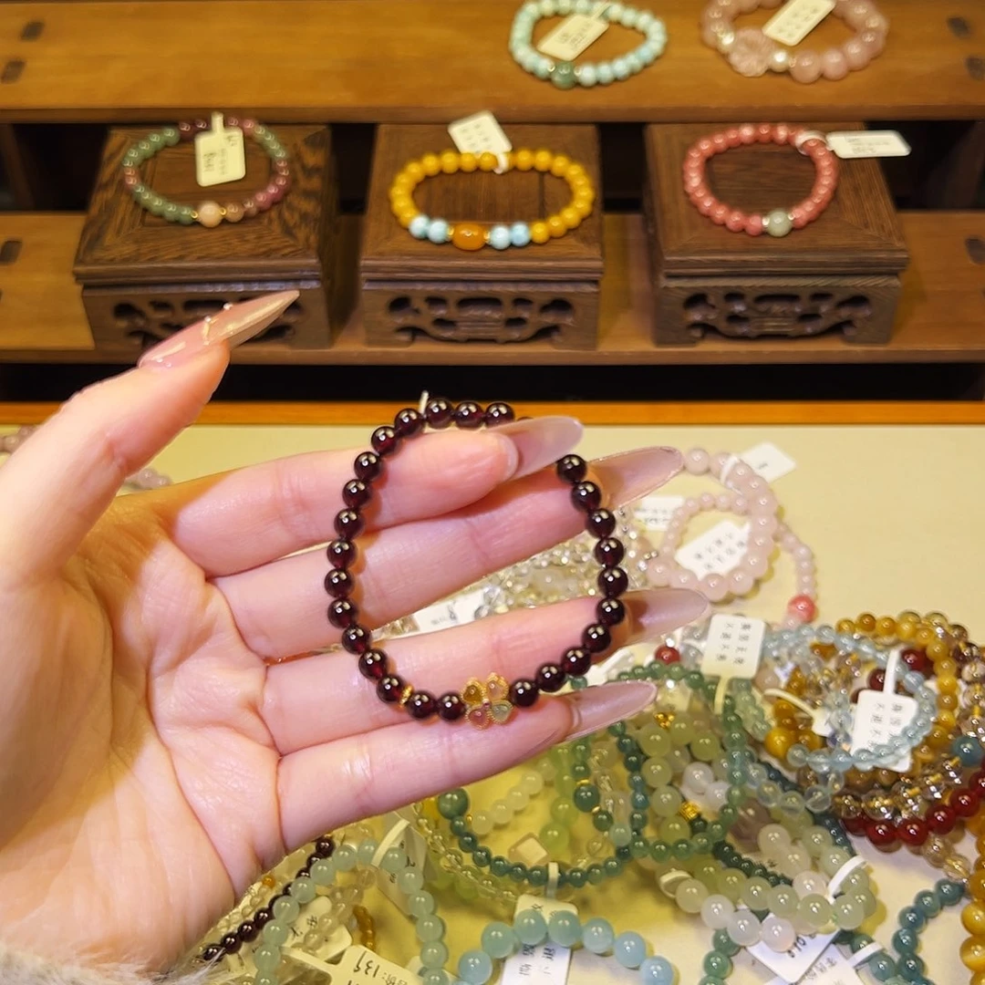 水晶手链银S925镶嵌石榴310