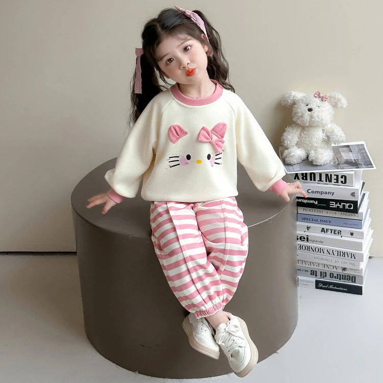 女童kt猫套装秋季2025新款儿童休闲卫衣两件套甜美宝宝春秋衣服潮
