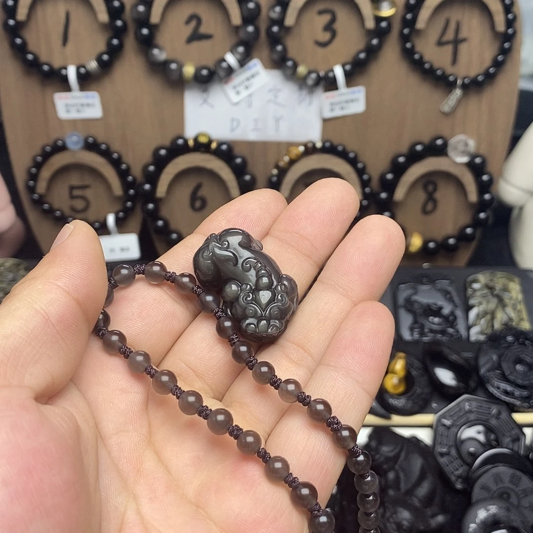 黑曜岩未镶嵌手链N***?