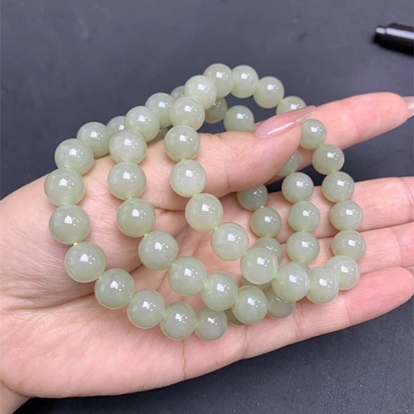 天然和田玉精品冰底晴水手串圆珠单圈女士手链10mm