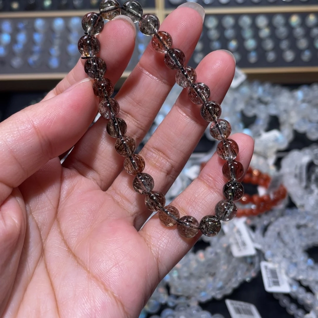 水晶手链未镶嵌黑金超七手链7.2m