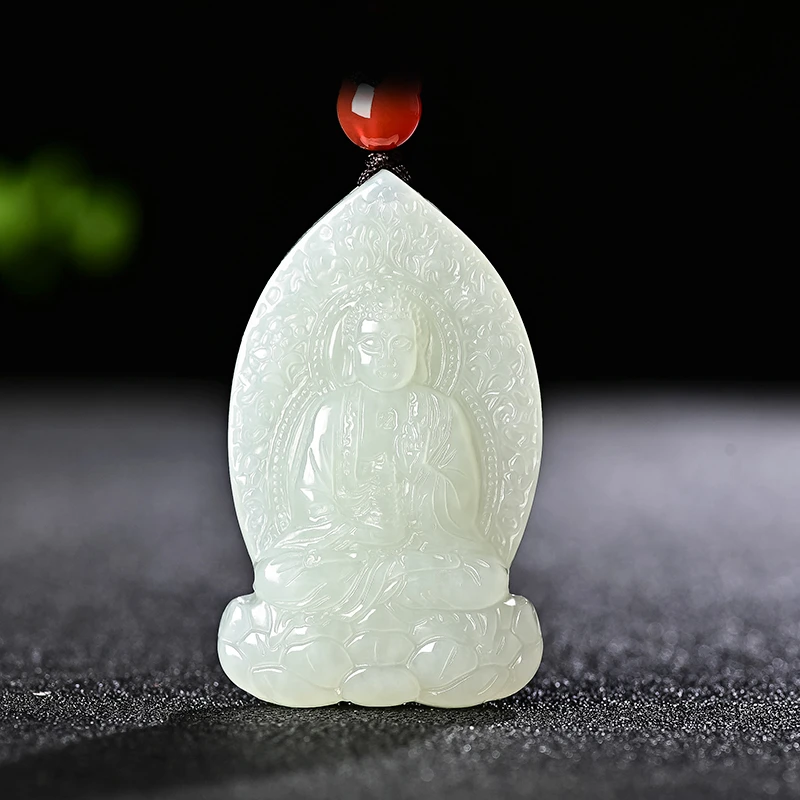 保真和田玉药师佛白玉吊坠如来玉佛男女款精雕玉石玉坠挂件