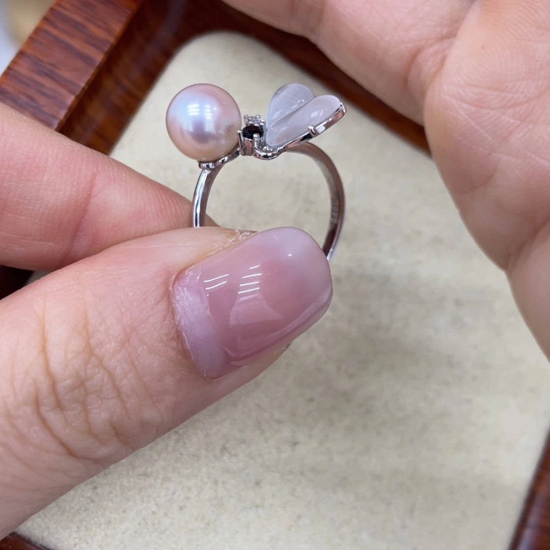 戒指银S925镶嵌海水珍珠