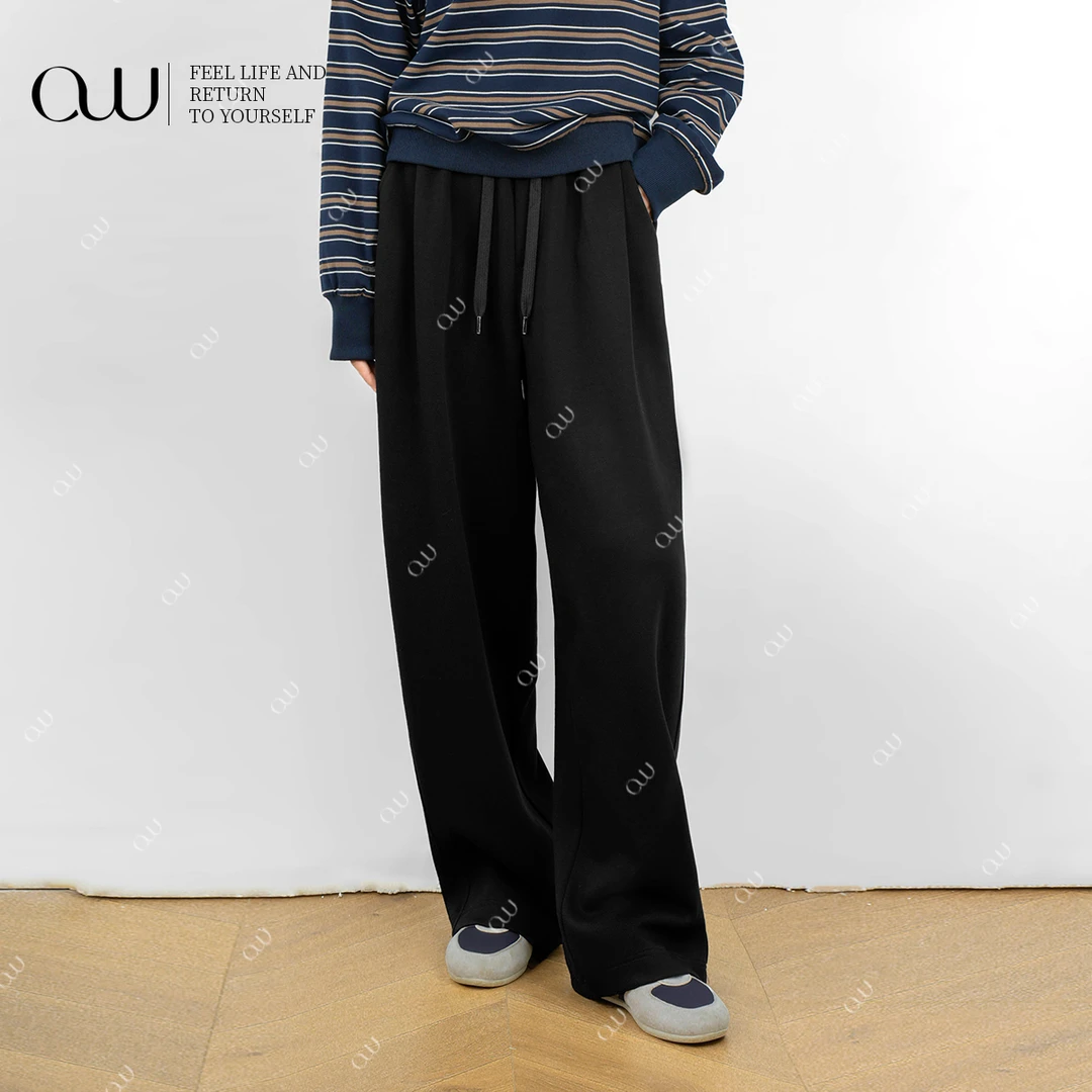 【老白不白】秋冬针织简约运动风老钱时尚抽绳休闲裤OW252PX064C