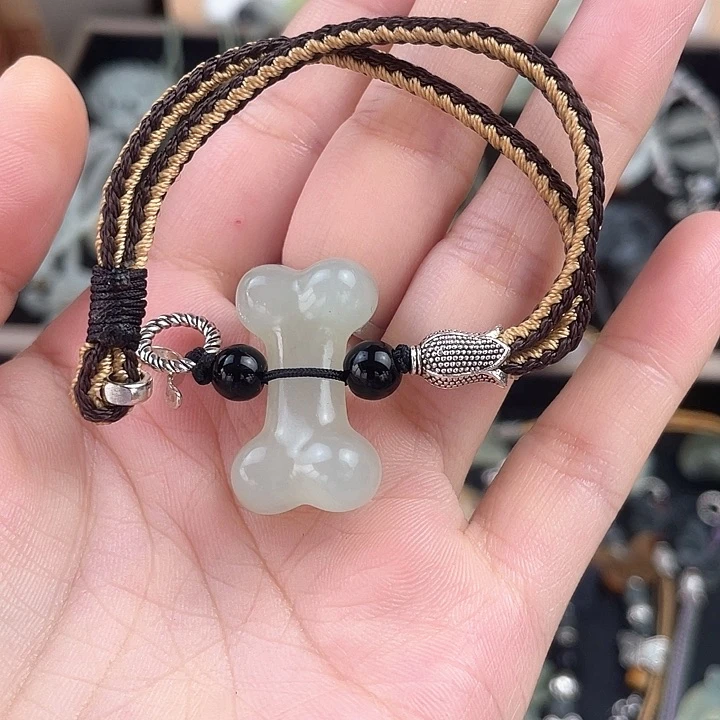 蛇纹石玉合金颈饰