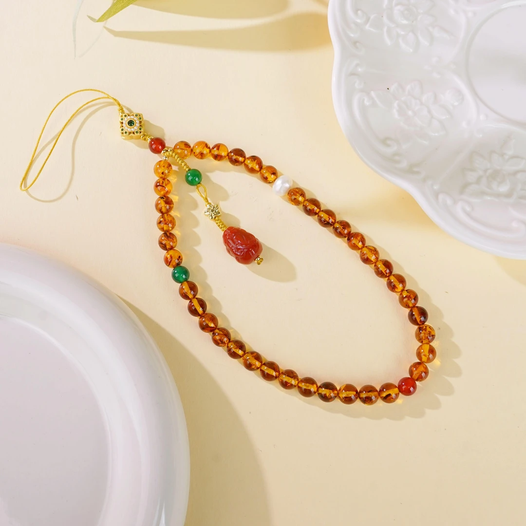 琥珀圆珠手链（多样性发其一）