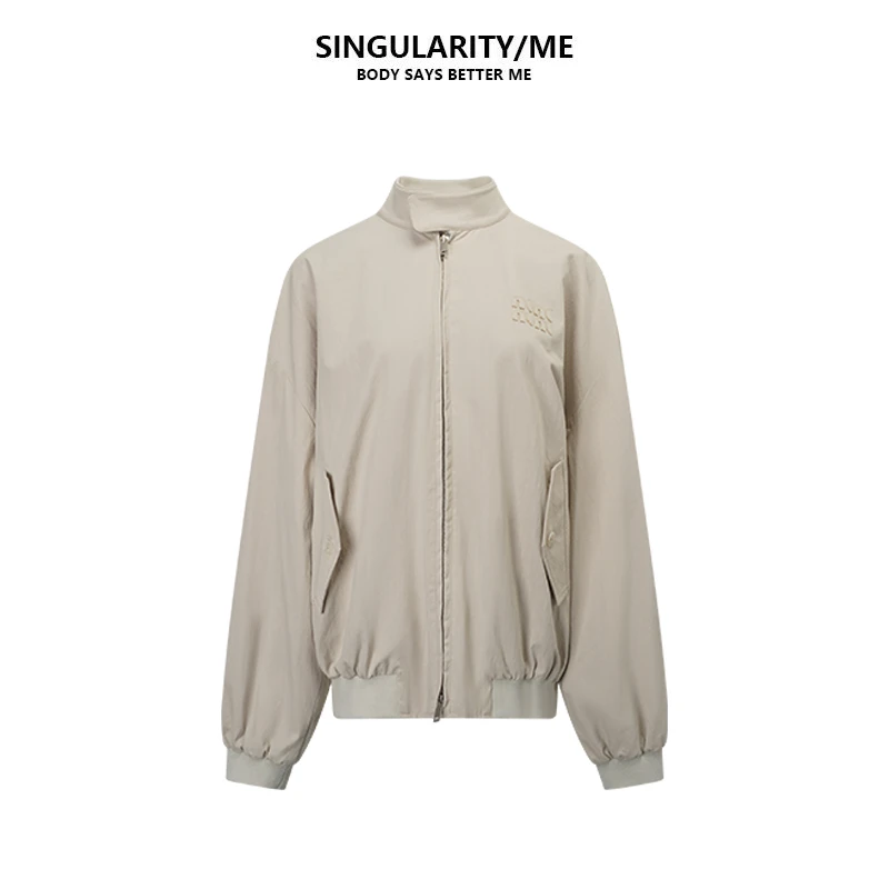 Singularity Me 8A 6121 早秋撞色格子内里立领宽松休闲夹克外套