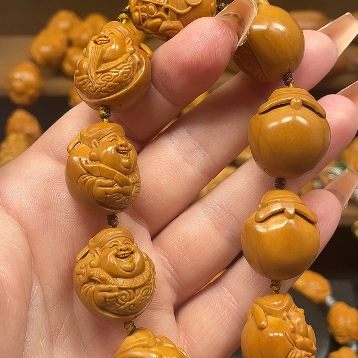 好***运橄榄核手串/手链光背财神