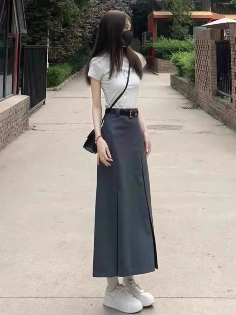 初夏装搭配一整套夏日小个子茶系穿搭半身裙子短袖两件套装女夏季