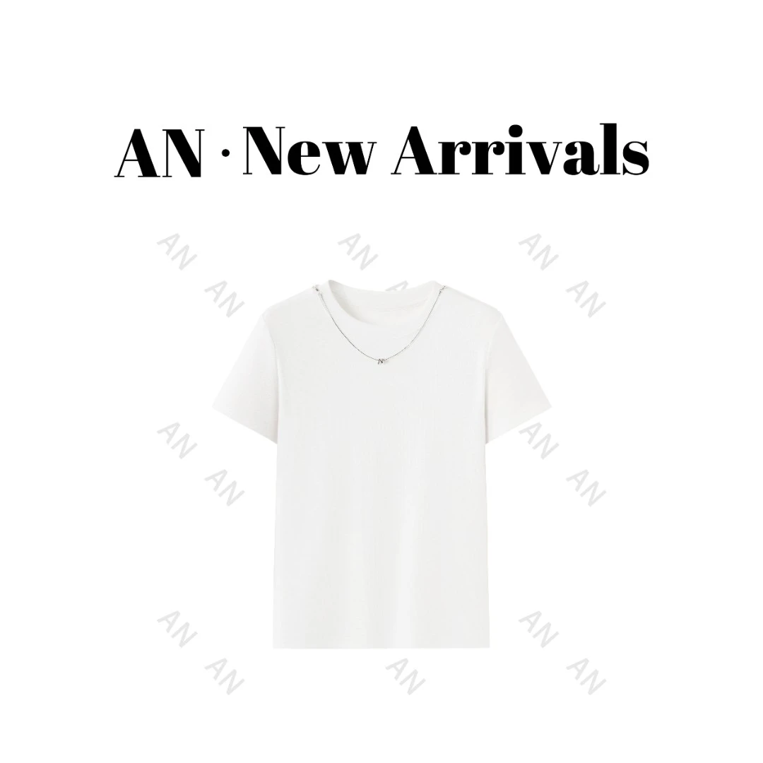 C02269新款时尚小众设计感宽松休闲简约链条T恤