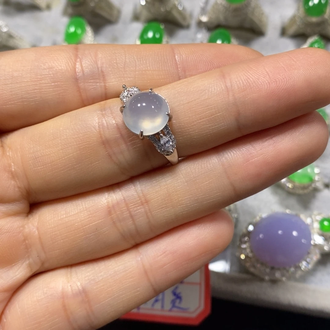 翡翠银S925镶嵌戒指戒指