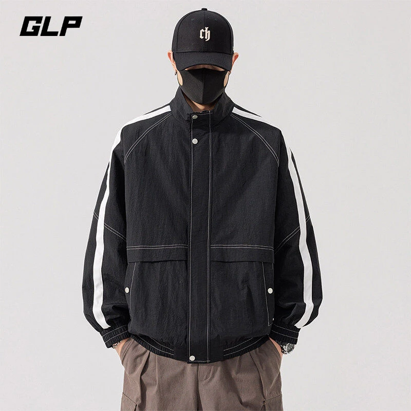 2025新款大码夹克男潮牌立领工装外套港风复古百搭时尚舒适上衣服