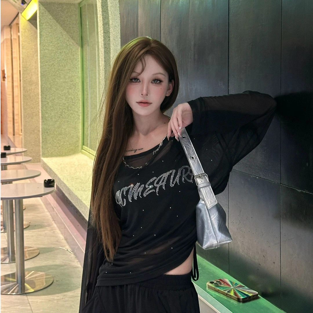 可可不加酱【暗夜织光】夏款百搭显瘦简约长袖上衣LWJ25C3T2031