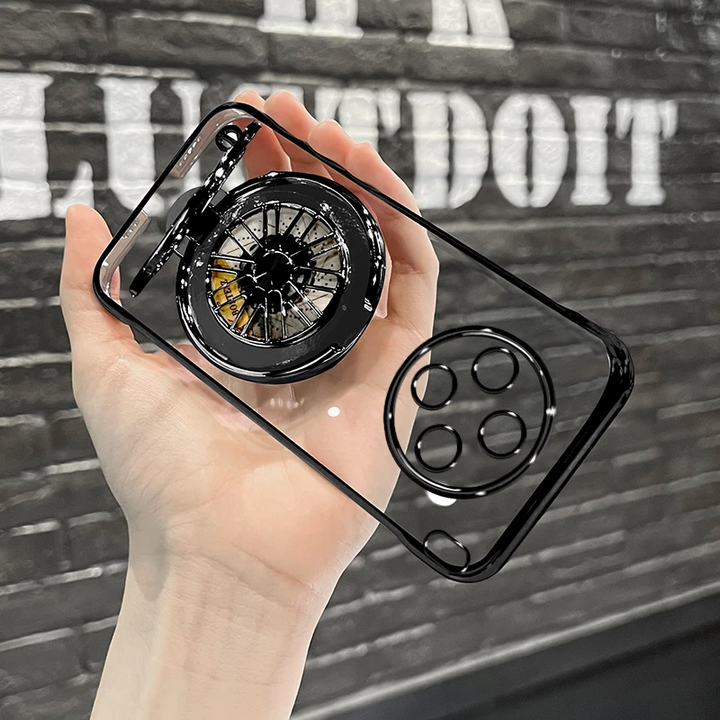 适用vivox100S电镀无边框解压陀螺支架简约轻薄透明防摔手机壳