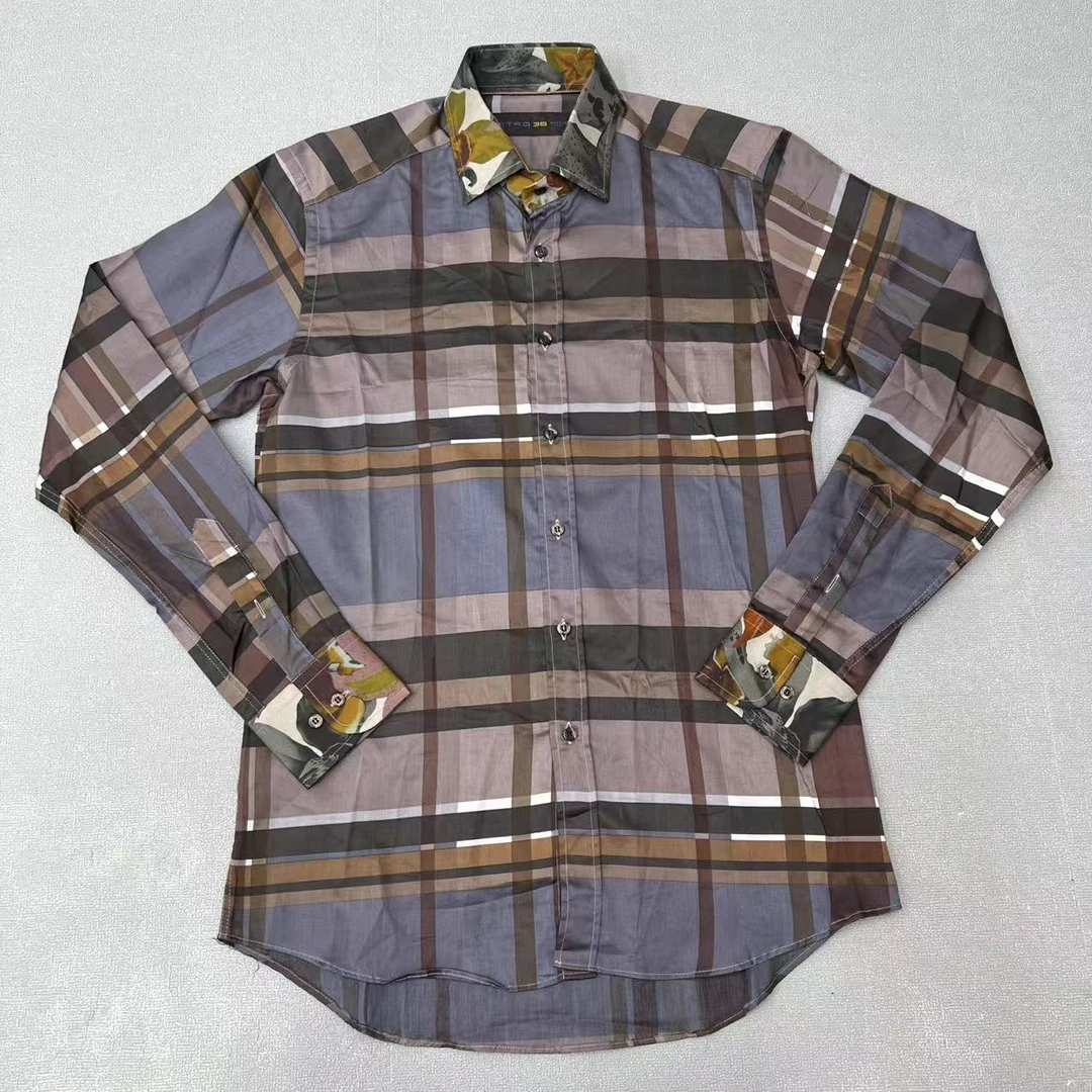 未使用 maje ETRO男士长袖格子衬衫时尚休闲适合春秋季节