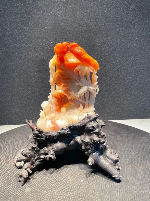 寿山石山水田黄印章印摆件貔貅手把件石雕工艺品入门玄关奇石竹子