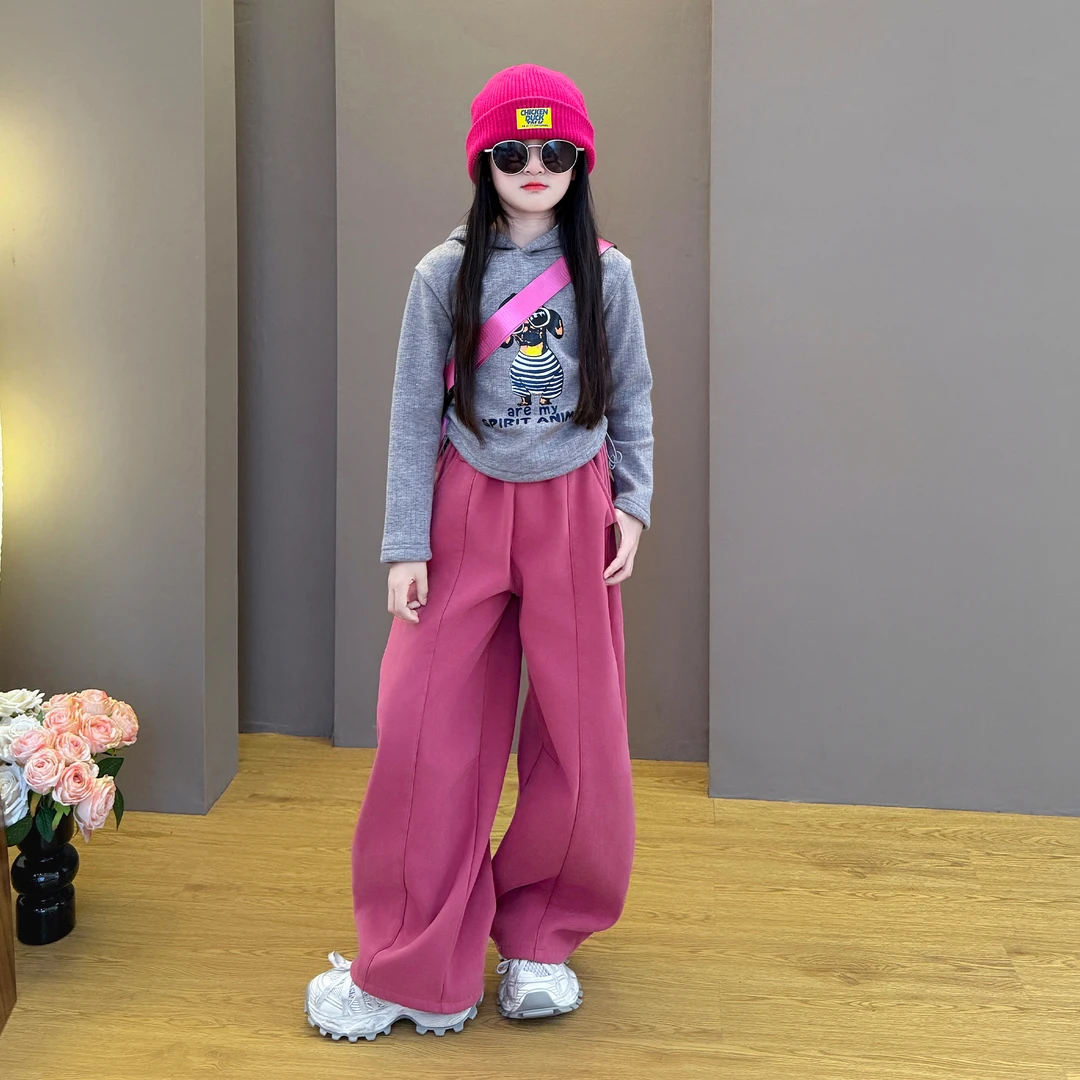 女童2025新款儿童韩版洋气时髦秋冬时尚卫衣休闲加绒阔腿裤套装潮