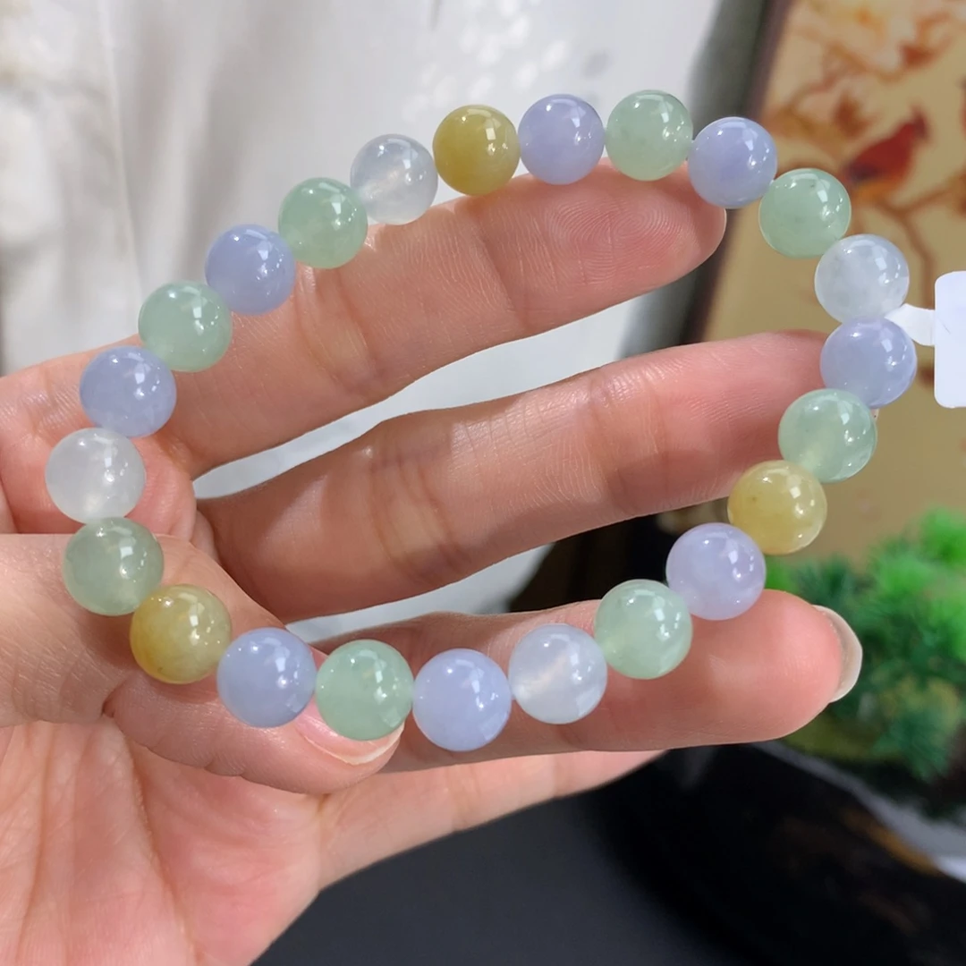 翡翠未镶嵌手串卡8胶润多宝手串