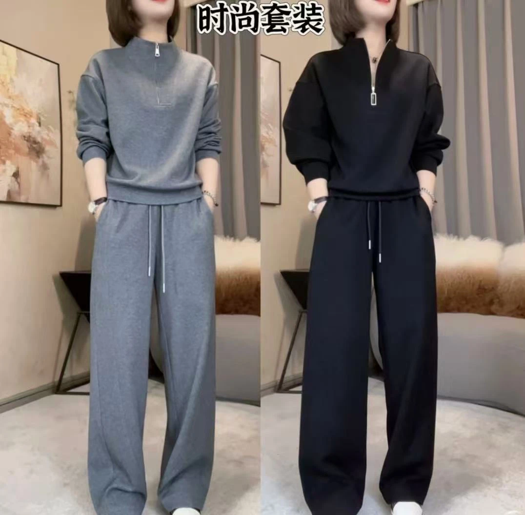 2025秋季新款大码休闲时尚运动套装洋气减龄显瘦遮肉卫衣两件套女