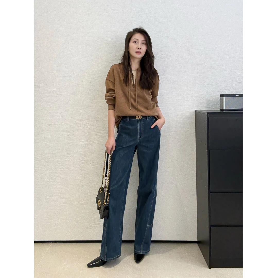 AMASS/阿玛施高腰显瘦造型休闲百搭水洗牛仔裤510032