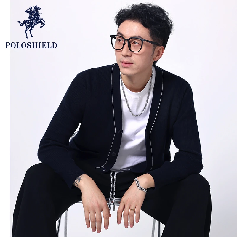 POLOSHIELD男士早秋针织开衫新款通勤外套男款春秋季男装宽松