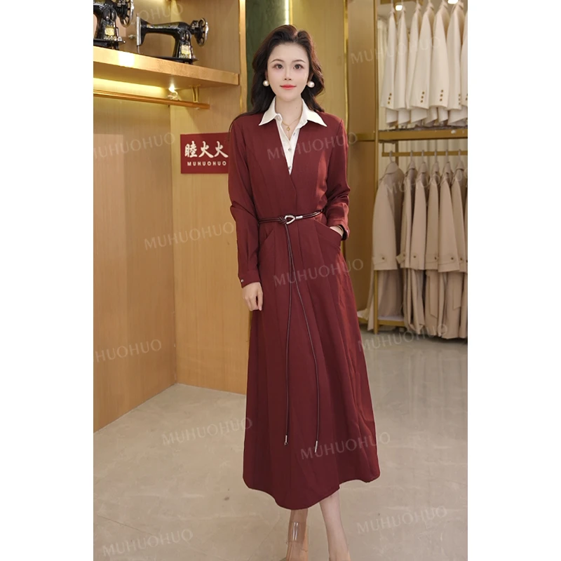 2025春季新款气质女生优雅裙子长袖法式轻奢收腰连衣裙