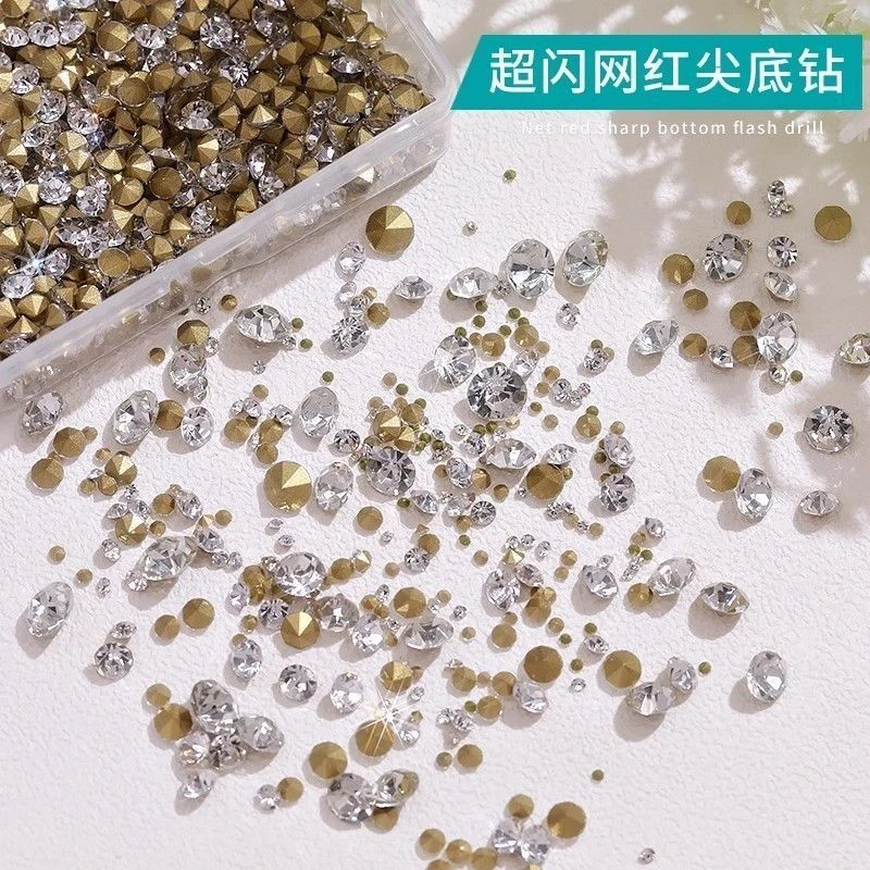 透明小圆钻爆款堆堆钻平底尖底小圆钻堆钻指甲填缝钻美甲饰品批发