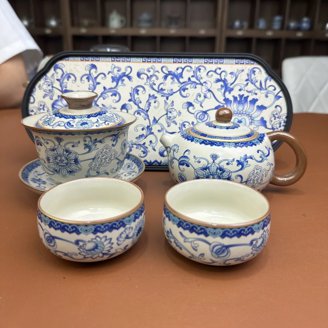 ZH3347-缠枝莲1壶1盖碗2杯1茶盘