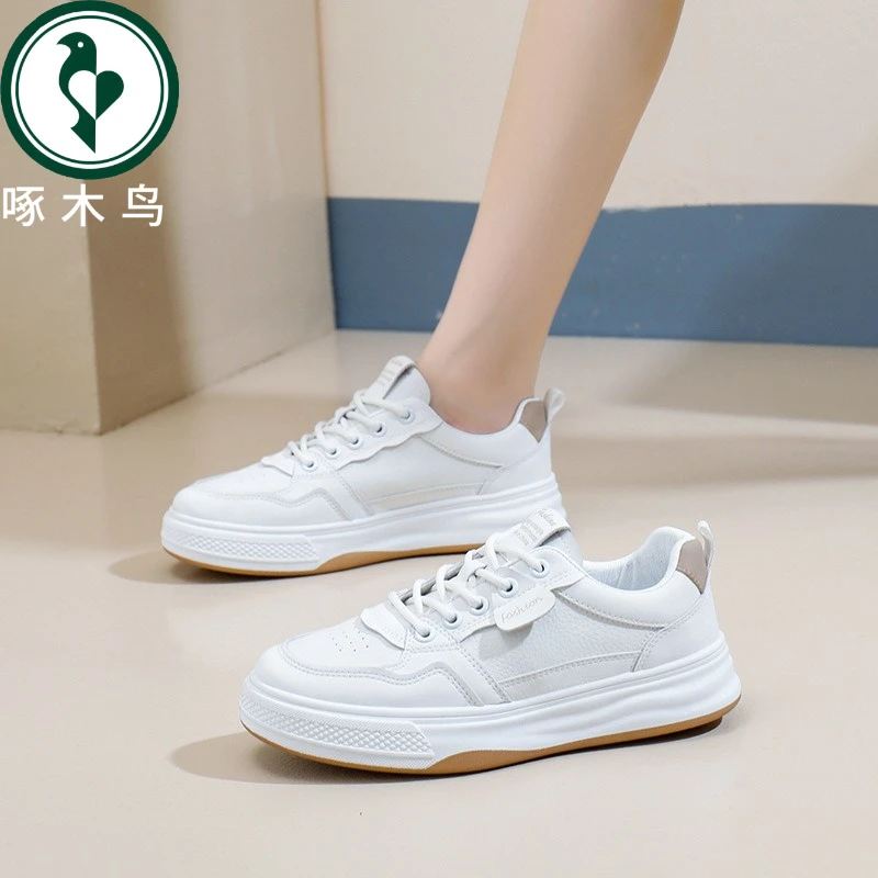 【正品】啄木鸟女新款2025春季韩版运动板鞋休闲低帮女休闲运动板鞋