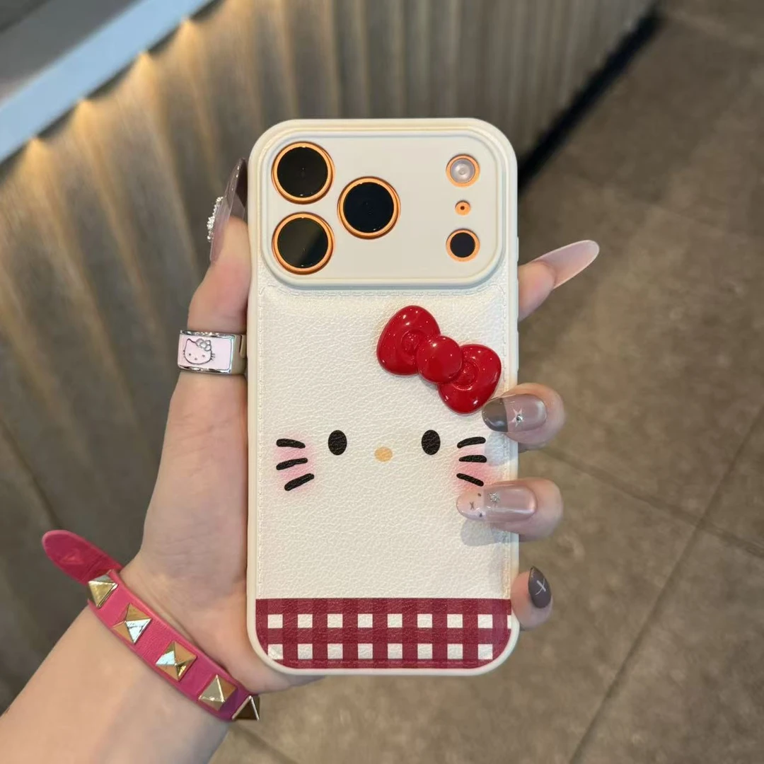 GGBond红格kt立体蝴蝶结适用苹果17气垫16手机壳华为vivo小米oppo