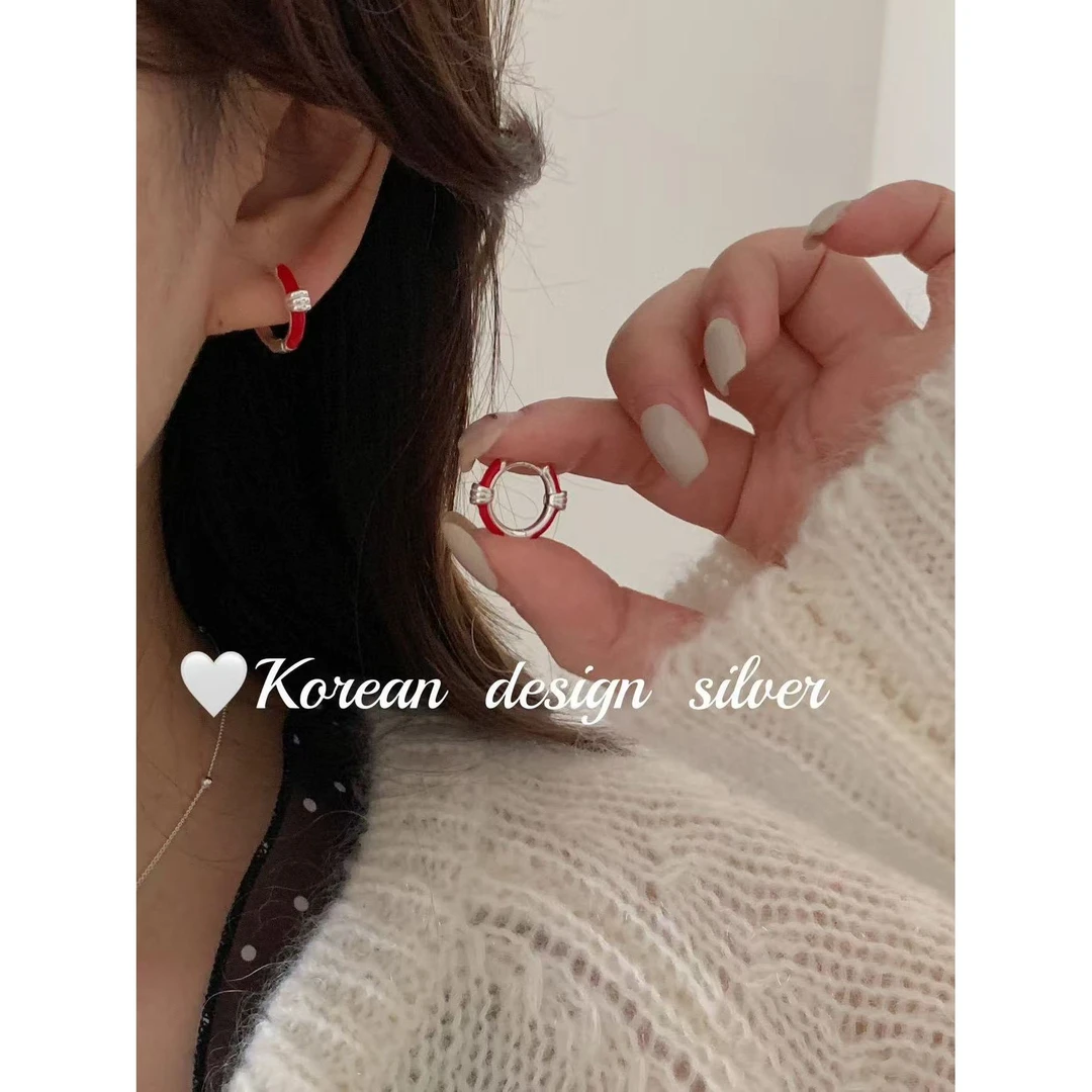 925银亚克力耳饰 L-YHE1508#经典简约竹节耳扣滴釉耳环