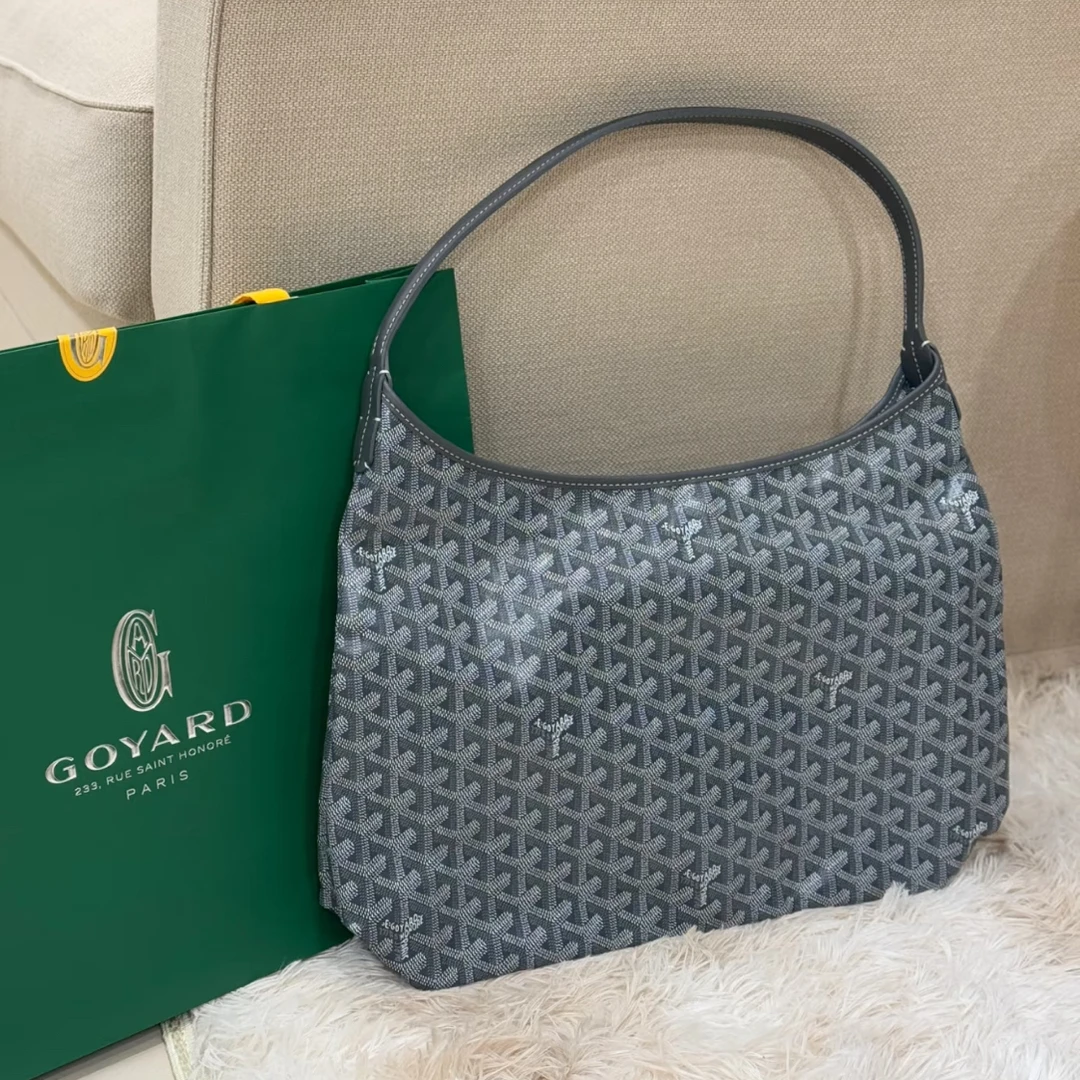 99新 Goyard 林纳奢品丨灰色hobo单肩腋下包