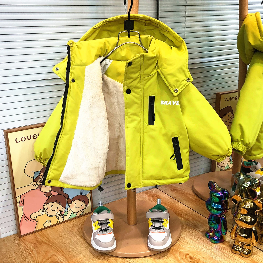 新疆包邮男童加绒加厚夹棉外套秋冬装2025新款儿童棉袄男孩棉服女