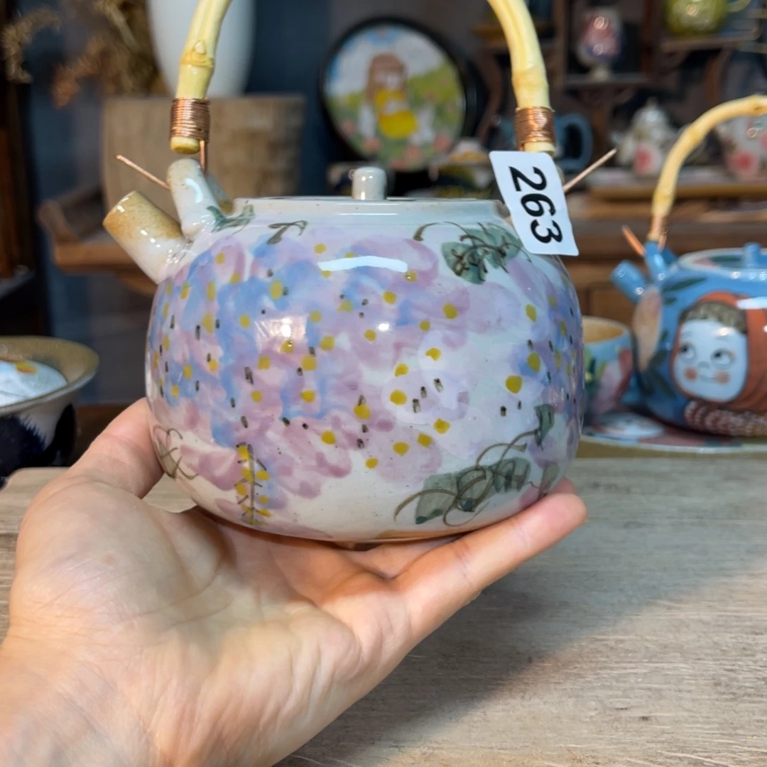 壶素浅陶瓷手工手绘