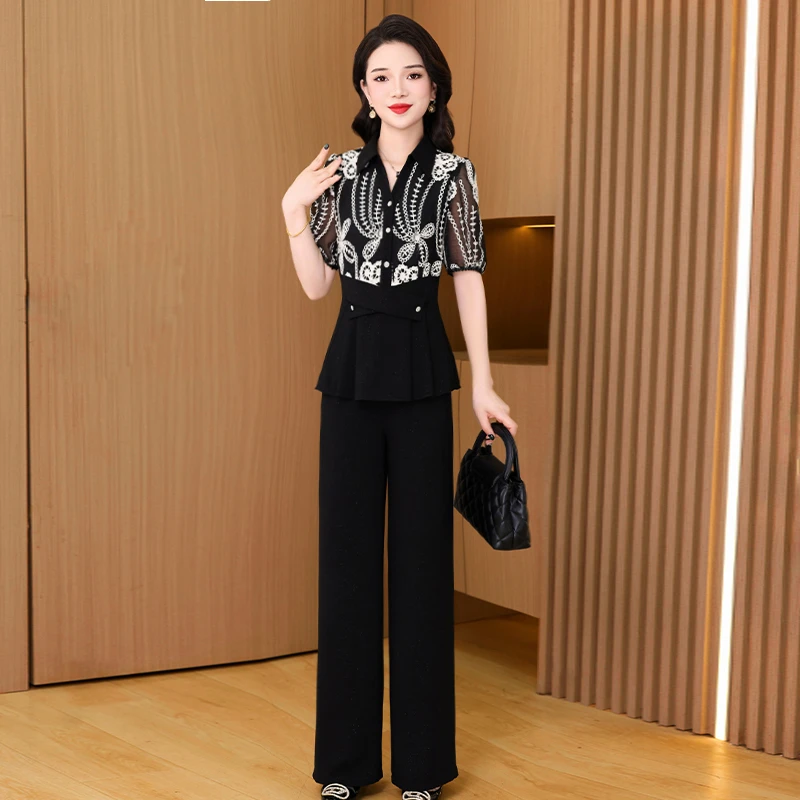 【两件套】25541梦晚夏季优雅气质时尚大气休闲收腰显瘦套裤-XZY