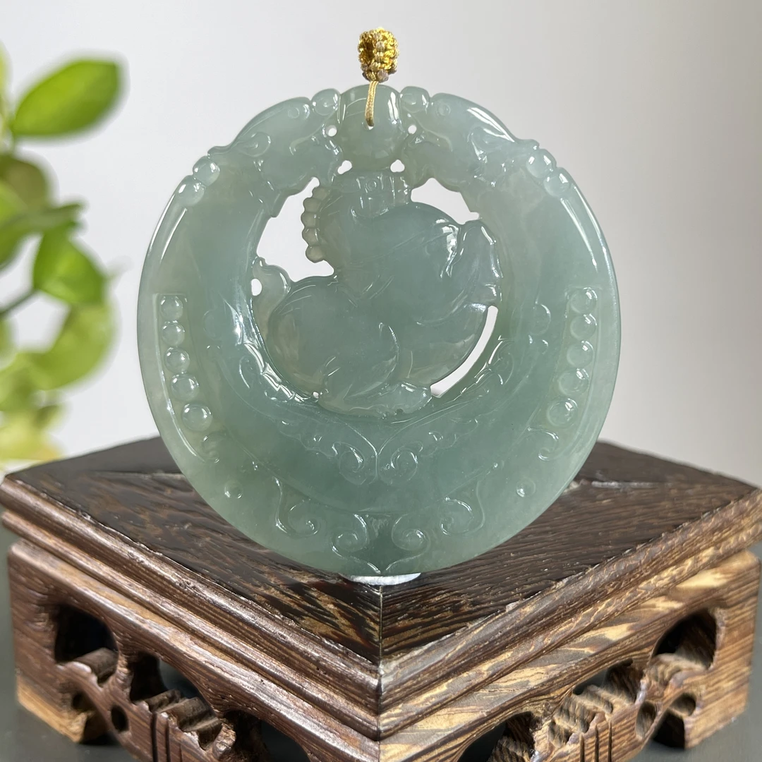 JGW08-95  天然缅甸A货翡翠  龙马精神