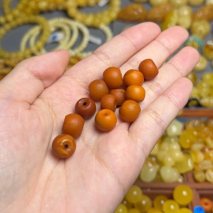 蜜蜡未镶嵌珠宝奇石150-瑕疵处理满蜡橘皮小苹果墩