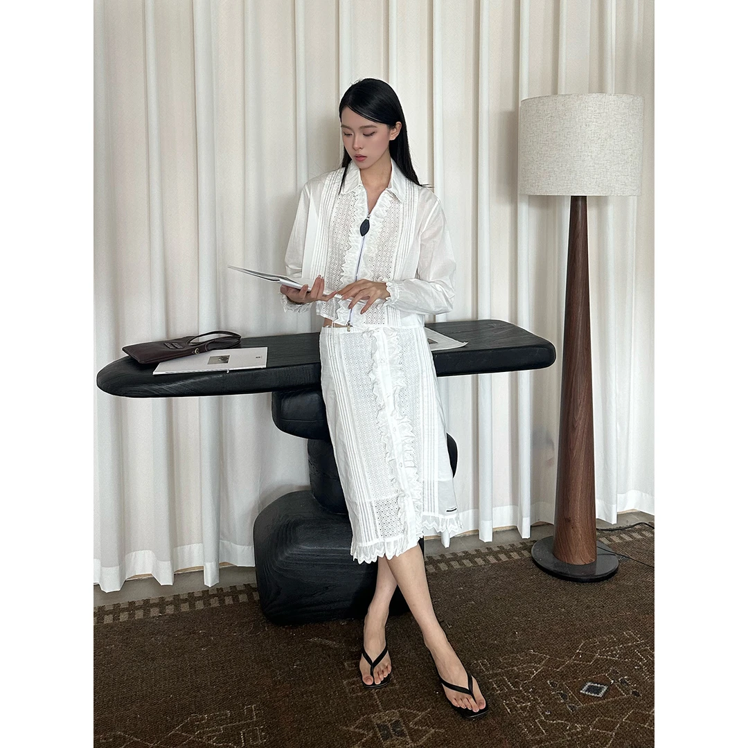 CHRISOU BY DAN  25早秋新品 蕾丝装饰花边半裙/短衬衫 SOLSOL