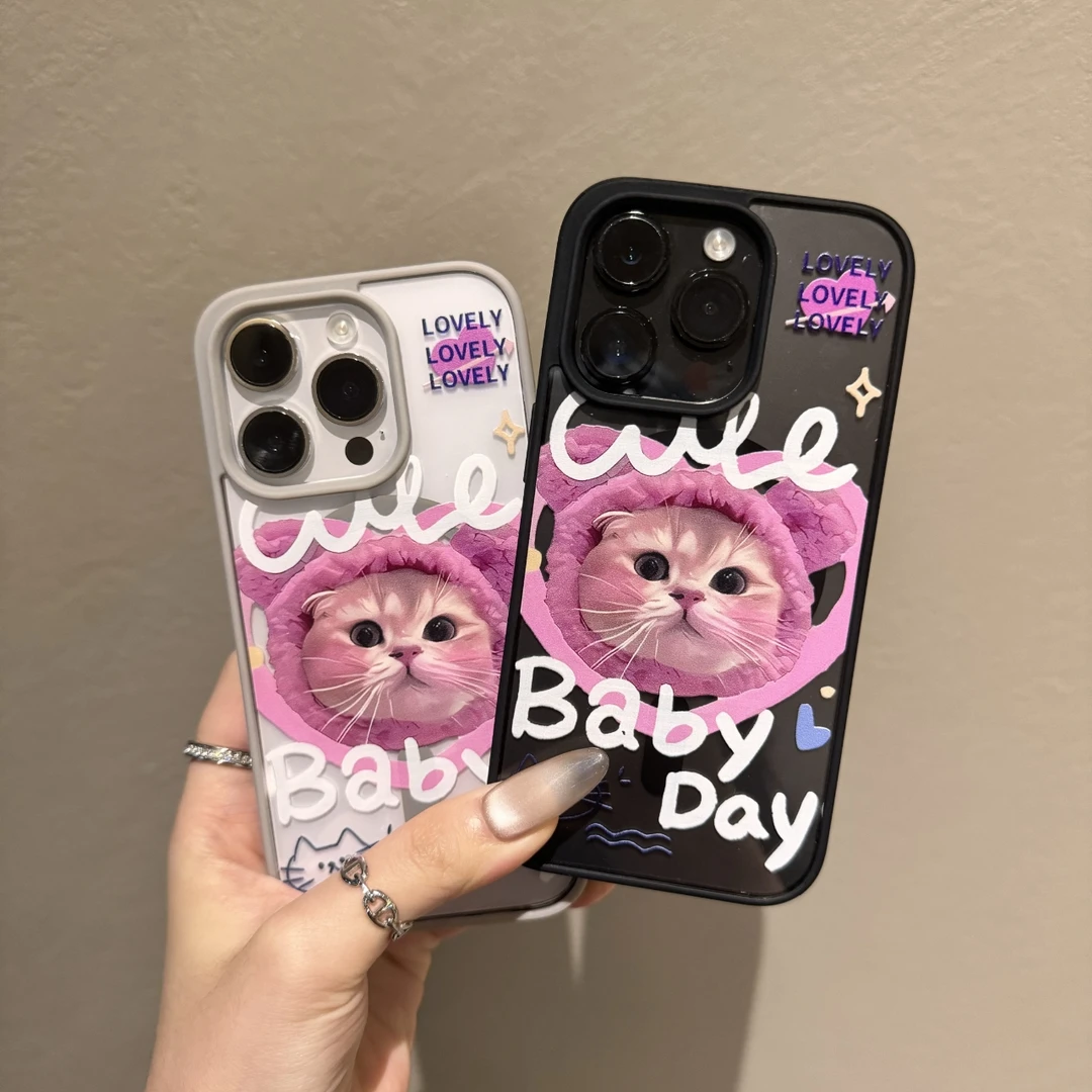 软萌猫猫头磁吸壳手机壳适用于iPhone15pro/14/13高级感12防摔11