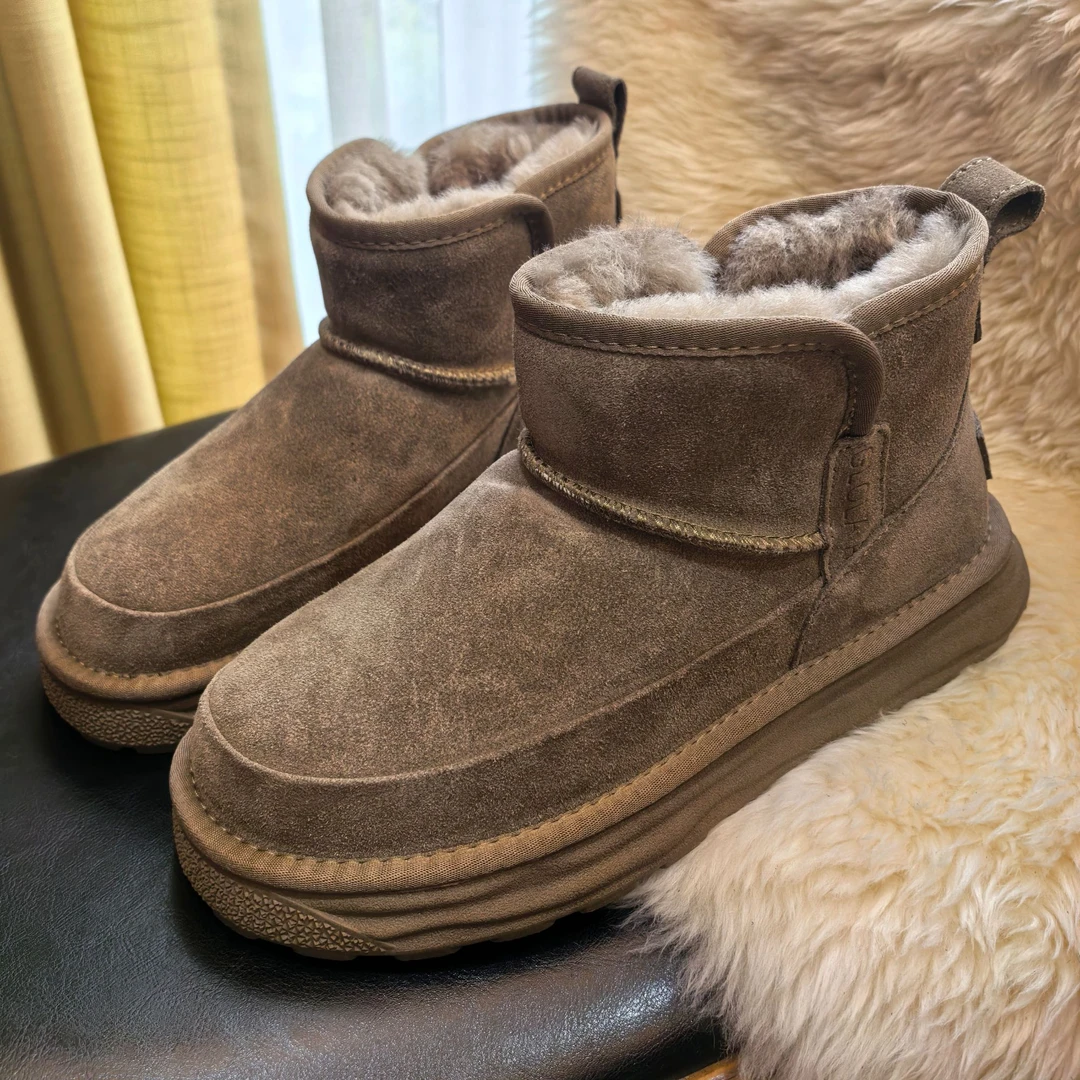 真皮+羊毛男士雪地靴冬季加绒加厚东北过冬保暖大棉鞋8563