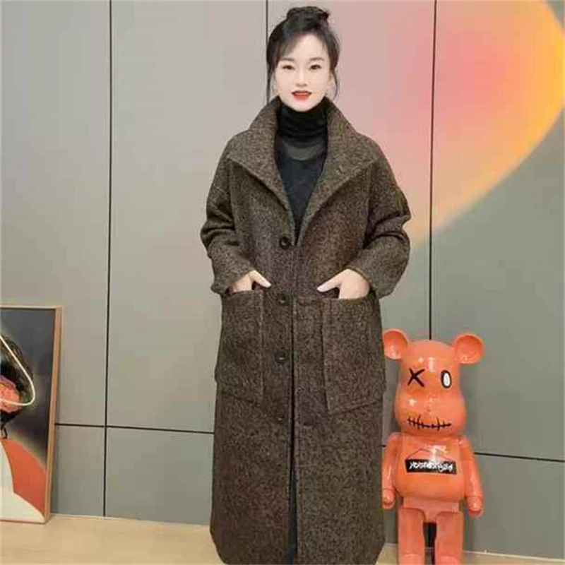 垂坠感阔版大衣秋冬新款高档羊毛风衣外套阔太太大码女装时尚外披
