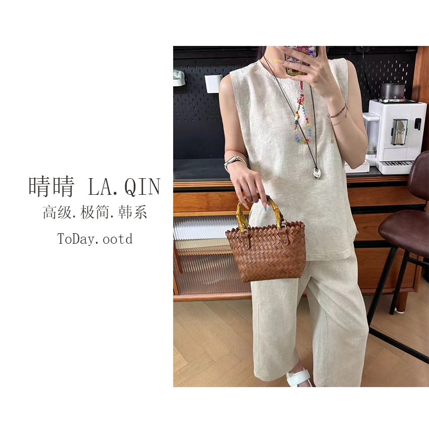 晴晴家-【雨露麻背心】夏季韩系百搭老钱风气质小众无袖背心1697